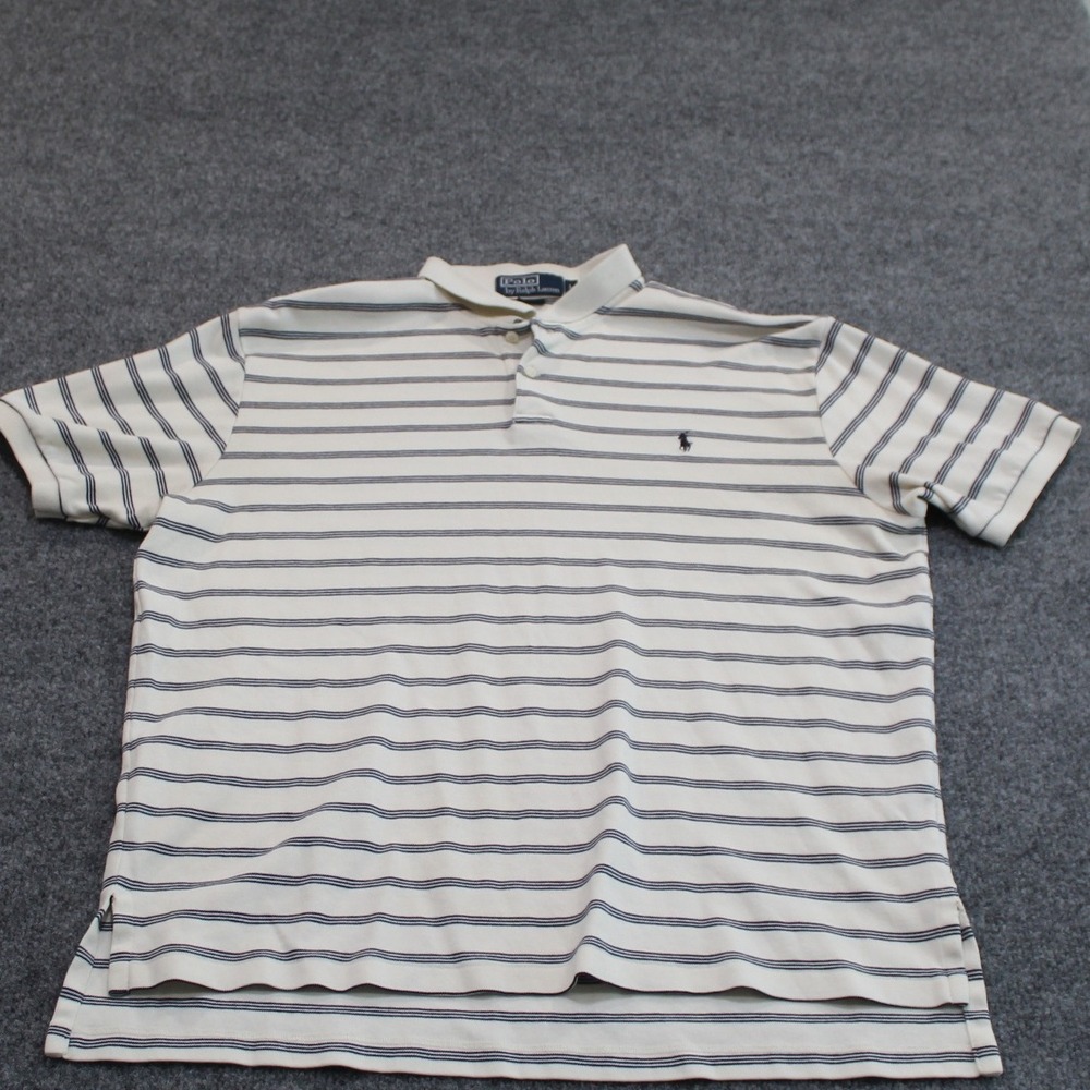 Polo Ralph Lauren Men's Striped Short Sleeve‎ Polo Shirt Size Large L DAMAGED